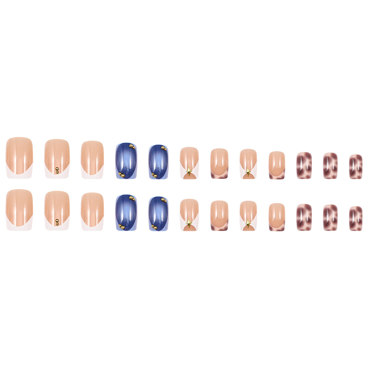 24pcs/Set Leopard French Press-On Nails
