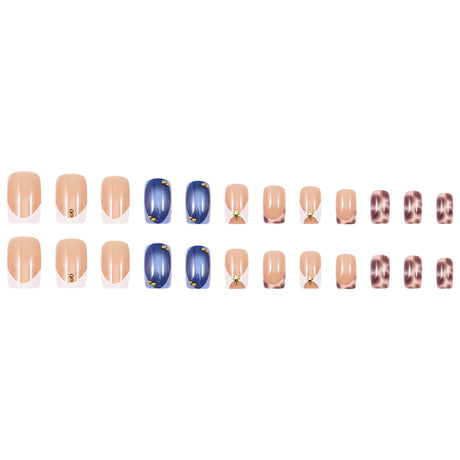 24pcs/Set Leopard French Press-On Nails