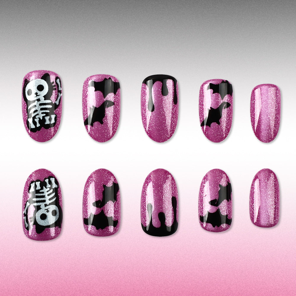 24pcs/Set Electric Shock Cat & Bat Press On Nails