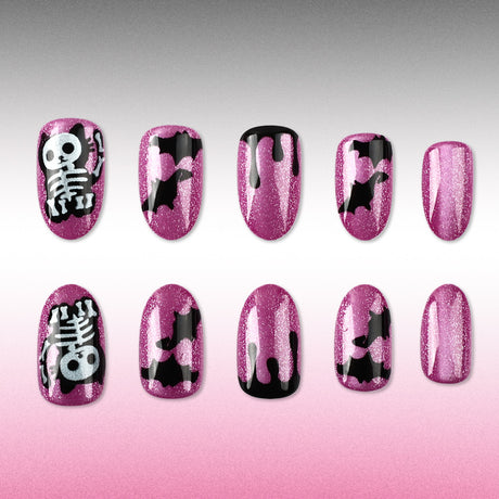 24pcs/Set Electric Shock Cat & Bat Press On Nails