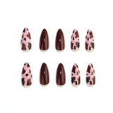 24pcs/Set Chocolate Brown Leopard Print Press On Nails