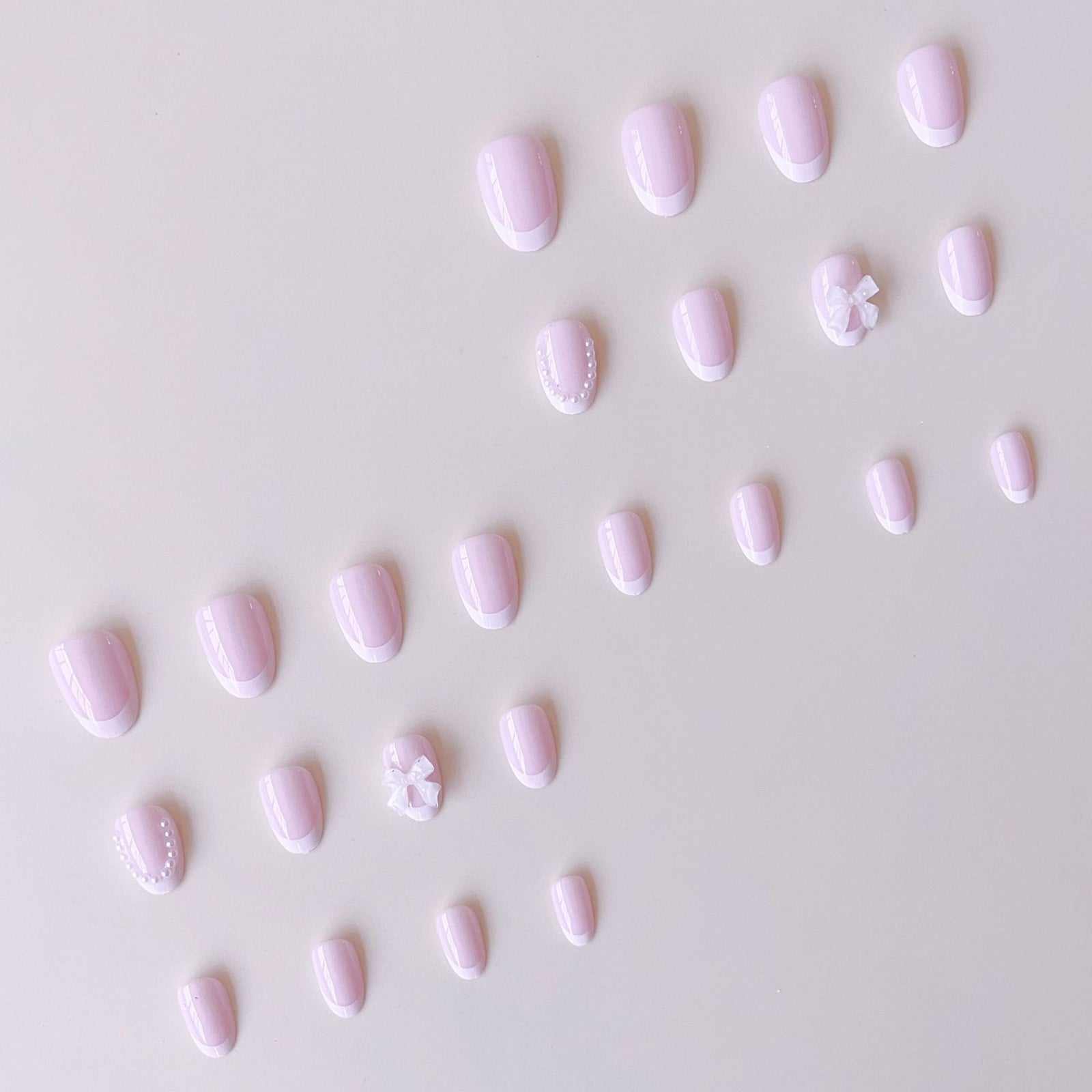 24pcs/Set French Bow Press-On Nails