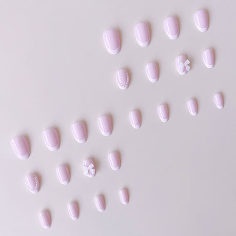 24pcs/Set French Bow Press-On Nails