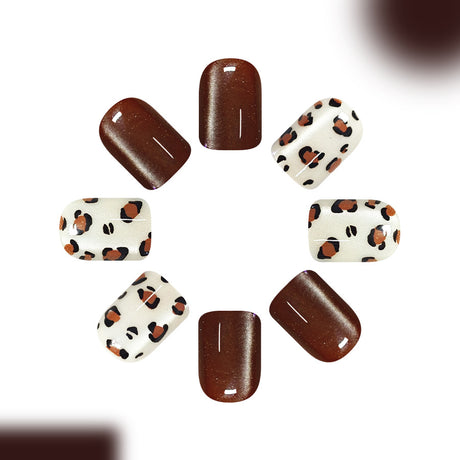 24pcs/Set Leopard Print Cat Eye Press On Nails