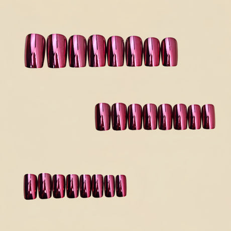 24pcs/Set Fuchsia Chrome Press-On Nails
