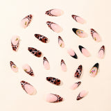 24pcs/Set Black Leopard Print French Press On Nails