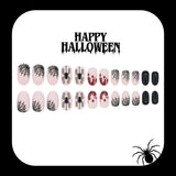 24pcs/Set Bloody Black Spider Drips Press On Nails