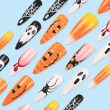 24pcs/Set 3D Pumpkin & Spider Press-On Nails