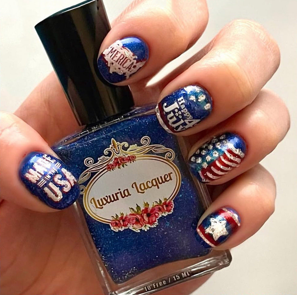 24pcs/Set Independence Day USA Typography, Flag & Stars Press-On Nails