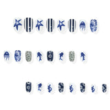 24pcs/Set Ocean Coral Wave Pattern Press-On Nails