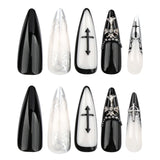 24pcs/Set Gothic Cross French Press-On Nails