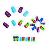 24pcs/Set Color Block Geometric Lines Press-On Nails