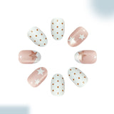 24pcs/Set French Polka Dot Star Cat Eye Press On Nails