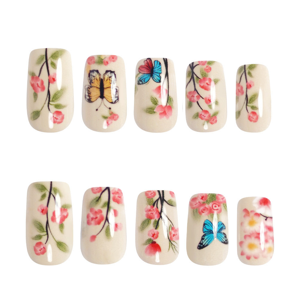 24pcs/Set Butterfly & Floral Press-On Nails