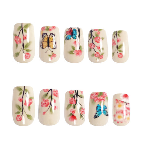 24pcs/Set Butterfly & Floral Press-On Nails