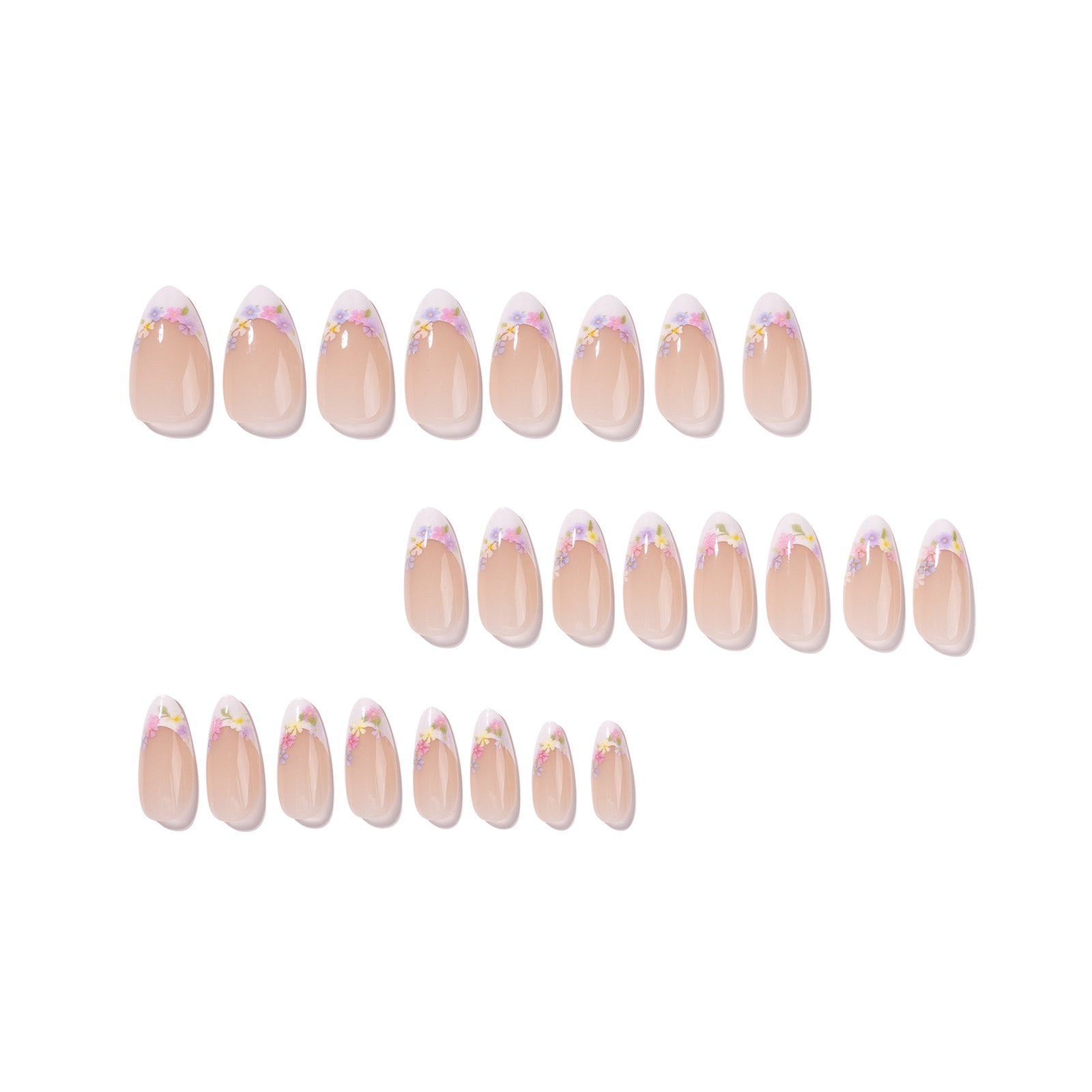 24pcs/Set Colorful Floral French Tipss Press-On Nails