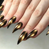 30pcs/Set Amber Cat Eye Cat Paw Press-On Nails