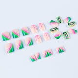 24pcs/Set Green Watermelon Heart-Shaped Sunglasses Bikini Press On Nails