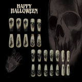 24pcs/Set Matte Black Skull Press On Nails