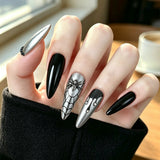 24pcs/Set Silver Spider Press-On Nails