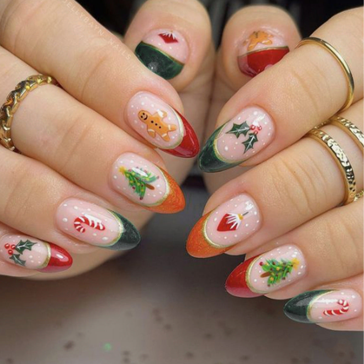 24pcs/Set Colorful French Christmas Press On Nails