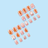 30pcs/Set 3D Gingerbread Man Snowflake Press On Nails