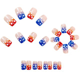 24pcs/Set Red and Blue Gradient Stars Press-On Nails