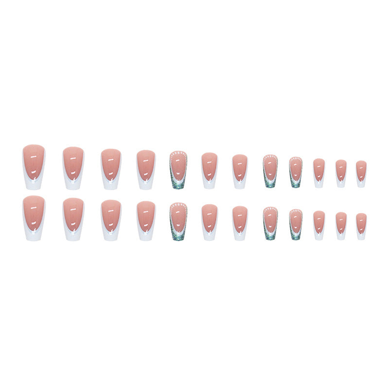 24pcs/Set Light Blue French Press-On Nails