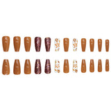 24pcs/Set Fall Maple Leaves Press On Nails