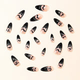 24pcs/Set Black Glitter French Bats Press-On Nails