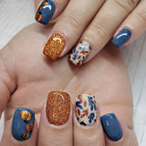 24pcs/Set Pumpkin & Leaf Press On Nails