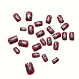 24pcs/Set Golden Snowflakes Press-On Nails