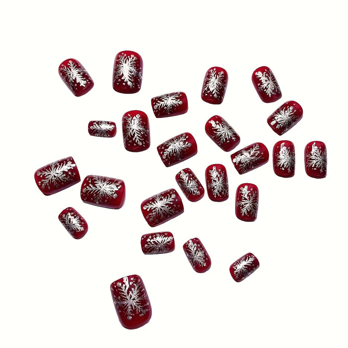 24pcs/Set Golden Snowflakes Press-On Nails