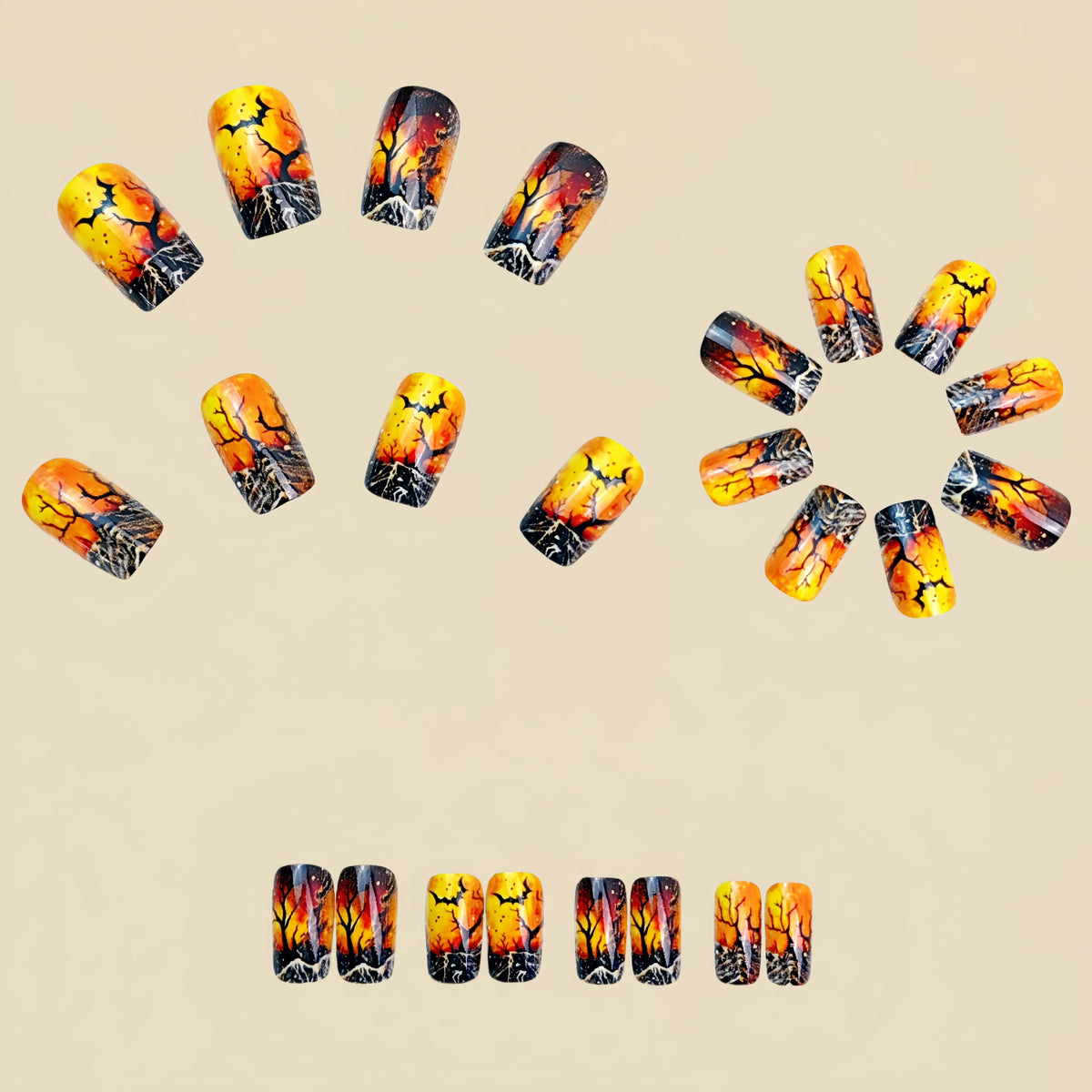 24pcs/Set Bat Forest Press On Nails