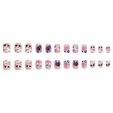 24pcs/Set Pink & White Ghost Pumpkin Press On Nails