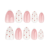 24pcs/Set Pink Polka Dot French Tip Press-On Nails
