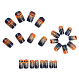 24pcs/Set Orange & Black Ombre Black Cat Press-On Nails