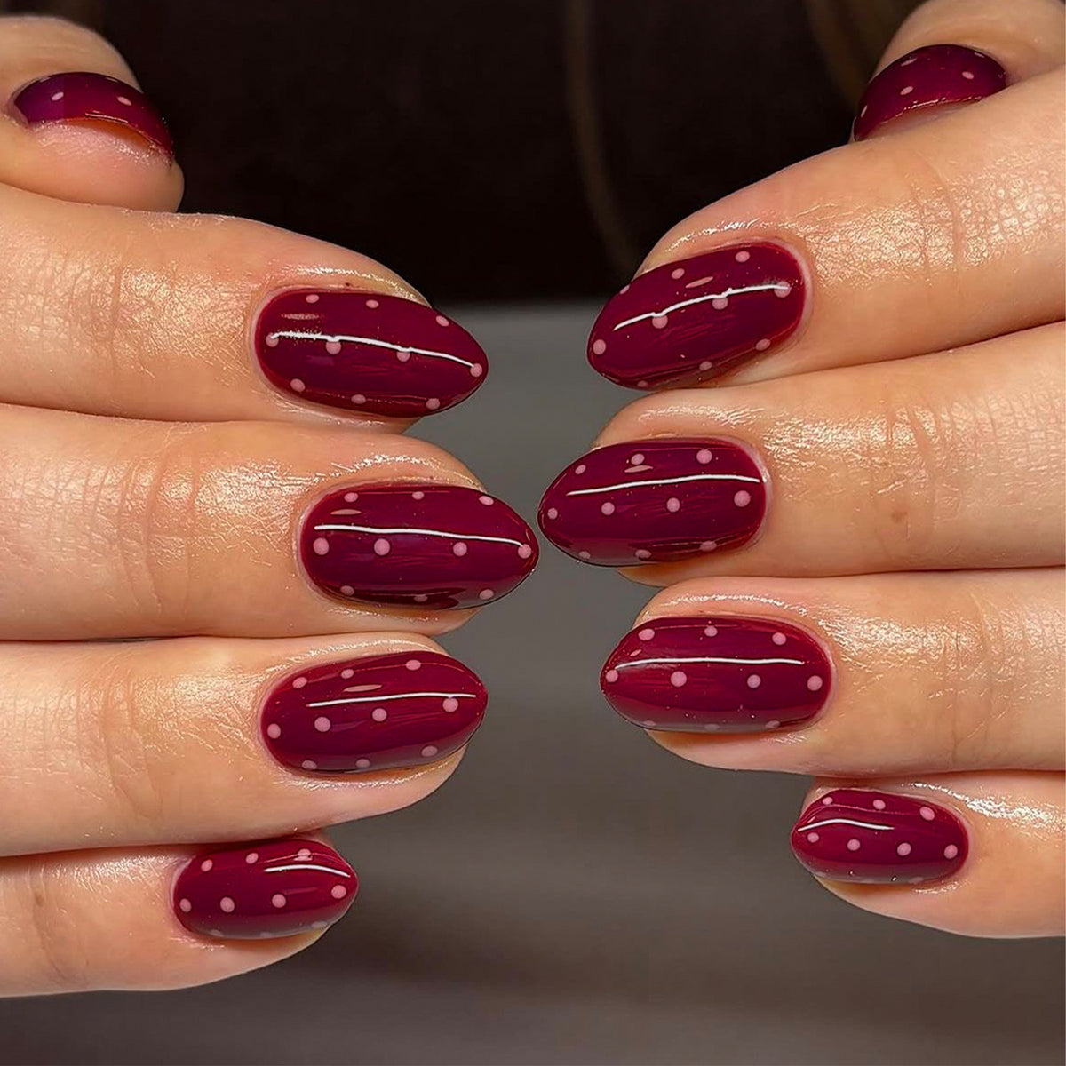 24pcs/Set Red Polka Dots Press-On Nails