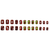 24pcs/Set Vintage Christmas Red & Green Plaid Press On Nails