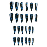 24pcs/Set Blue Ombre Butterfly Long Press-On Nails