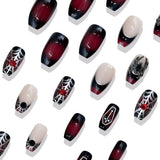 24pcs/Set Rhinestone Spider French Press On Nails