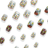 24pcs/Set Turkey Pumpkin Polka Dots Press On Nails