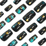24pcs/Set Golden Starry Night Press-On Nails