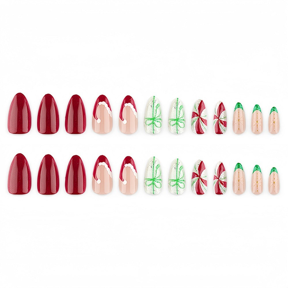 24pcs/Set 3D Candy Canes Press-On Nails