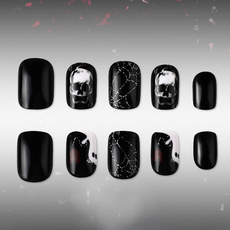 24pcs/Set Cracked Skull Press On Nails