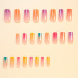 24pcs/Set Rainbow Ombre Press-On Nails