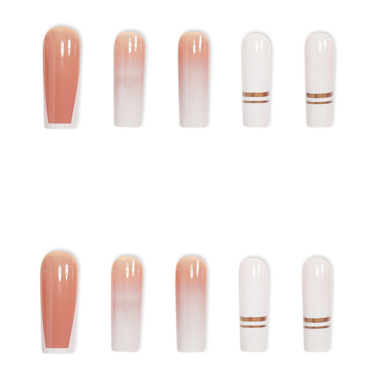 24pcs/Set White French Pink Ombre Press-On Nails