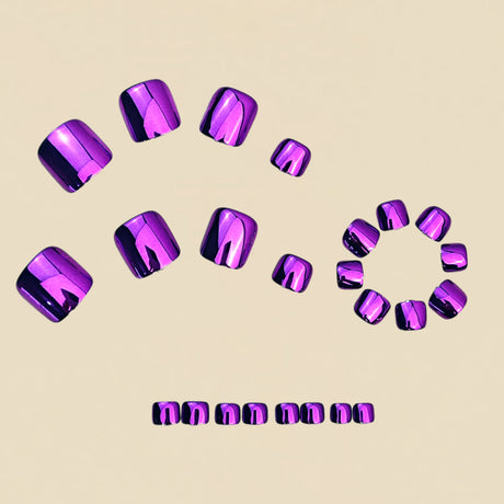 24pcs/Set Purple Chrome Press-On Nails