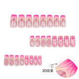 24pcs/Set 3D Floral French Press-On Nails