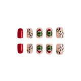 24pcs/Set Grinch Tinsel & Christmas Lights Press On Nails